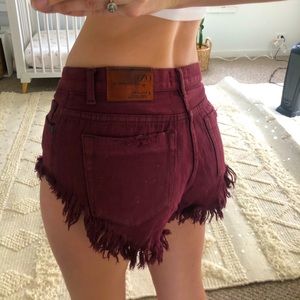 One teaspoon burgundy cut off shorts